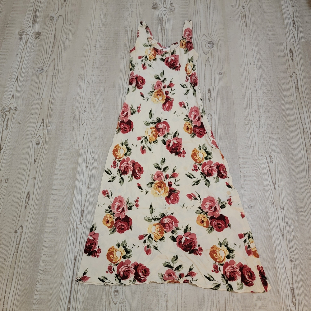 Vintage 90's Y2K Sleeveless Floral Midi Dress Small Romantic Nostalgic Summer